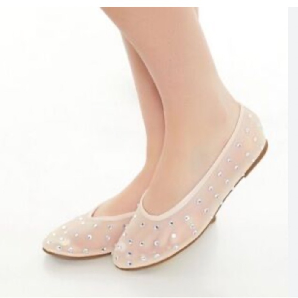 Forever 21 Embellished Nude Mesh Flats size 9